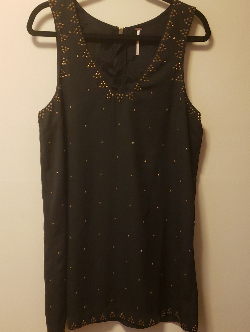 Free People Soho Black Sleeveless Mini Dress with Gold Studs